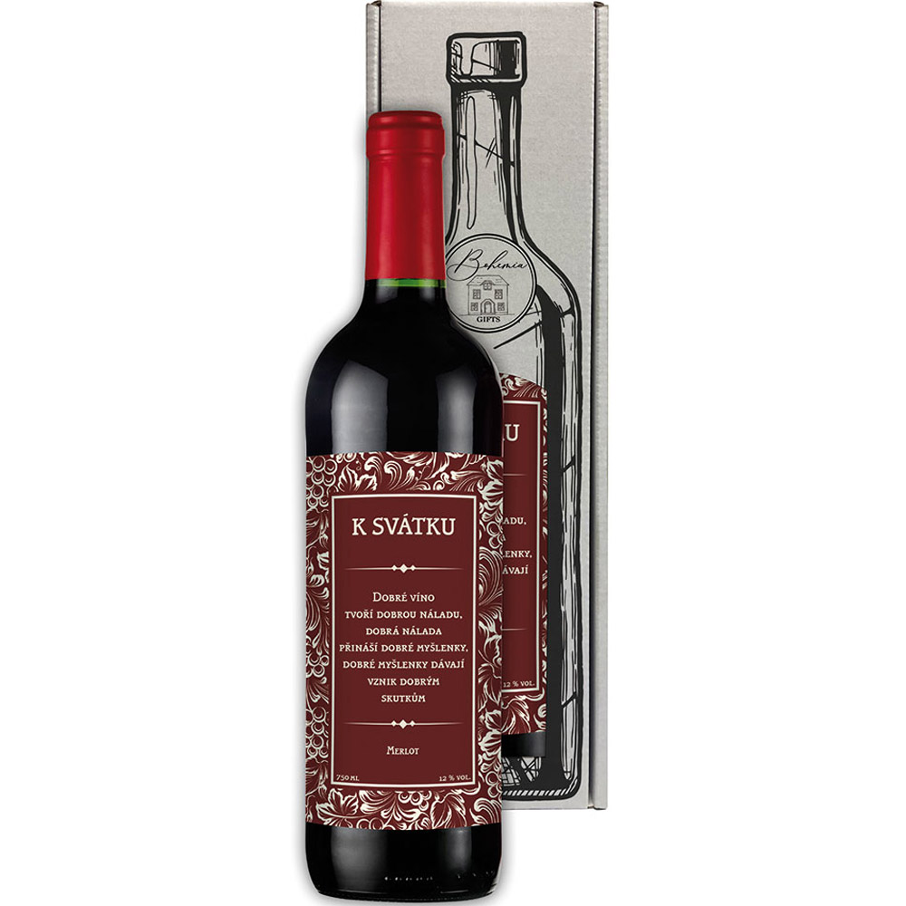Dárkové červené víno k svátku - Merlot 0,75 l