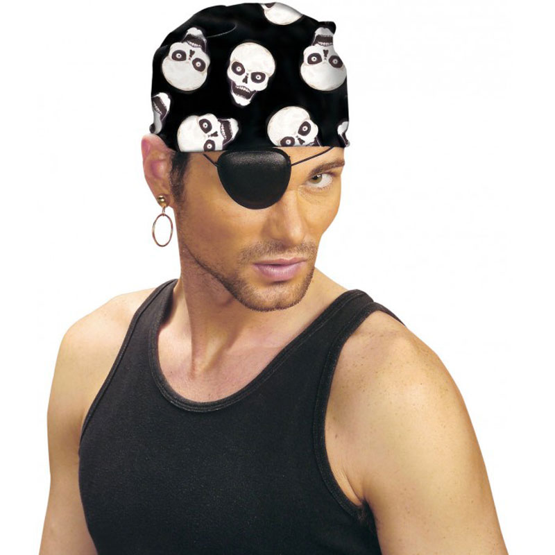 Pirátský šátek černý s lebkami