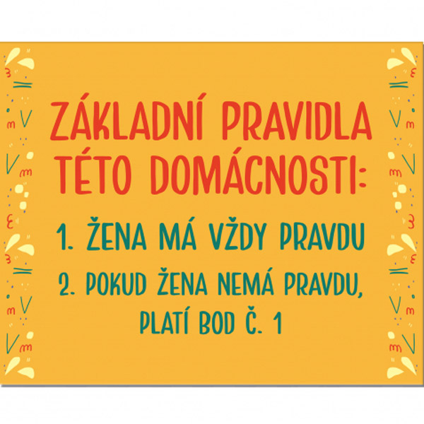 Cedulka na dveře - Pravidla domácnosti