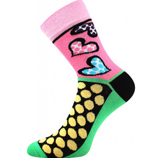 Dámské pestrobarevné ponožky - srdíčka