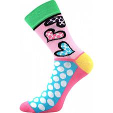 Dámské pestrobarevné ponožky - srdíčka