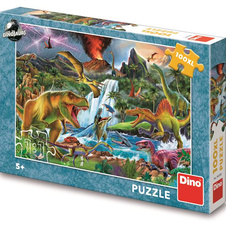 Puzzle 100 XL dílků - Boj dinosaurů