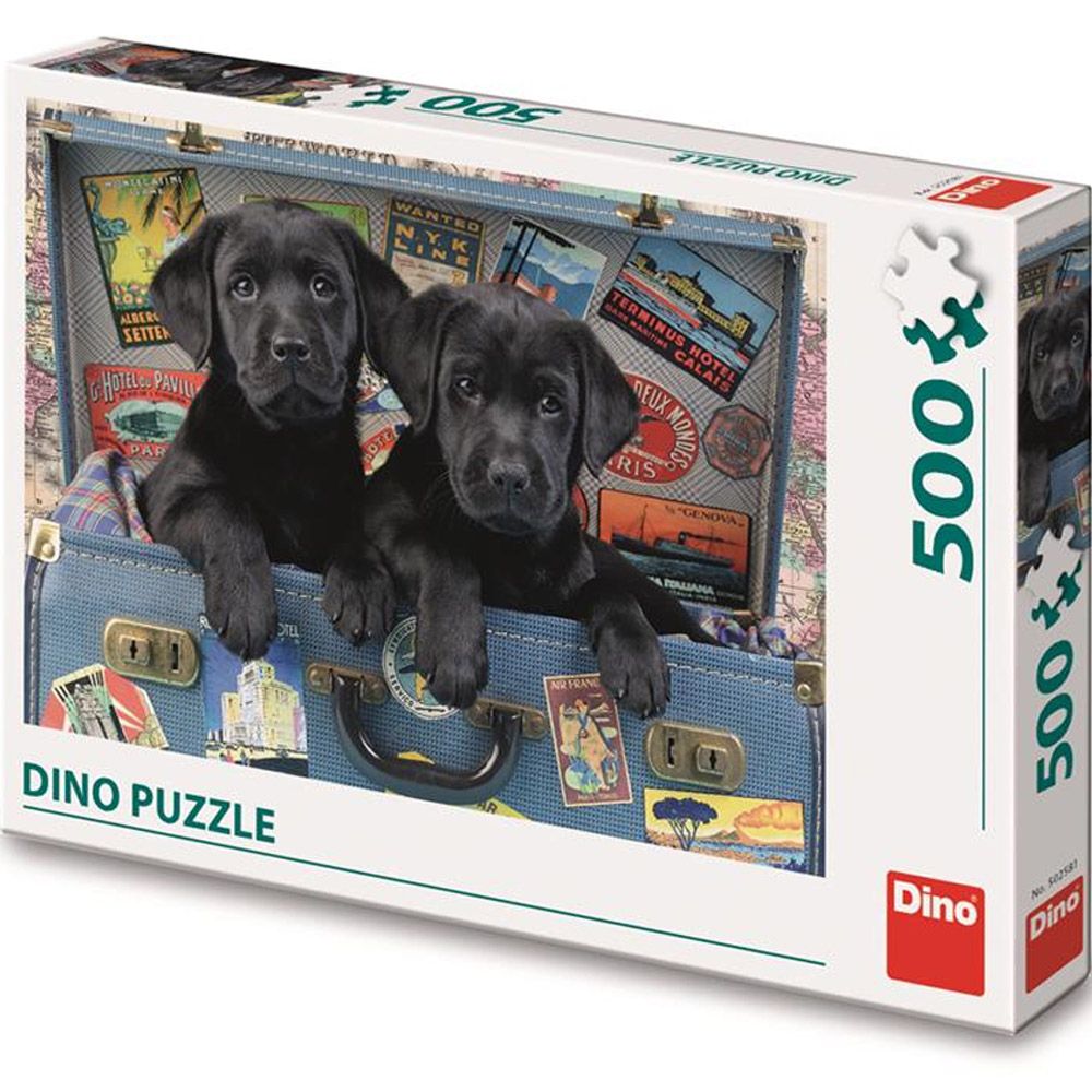 Puzzle 500 - Štěňata v kufru