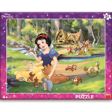 Deskové puzzle 40 dílků - Sněhurka a zvířátka