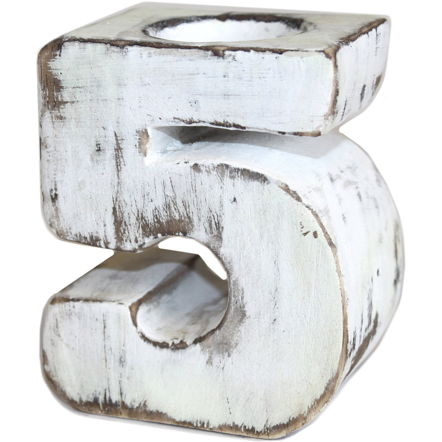 Dřevěný svícen s číslicí 5