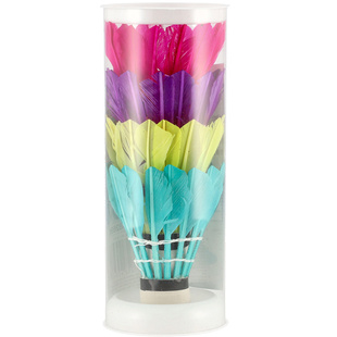 Míčky košíčky na badminton - péřové barevné 4 ks