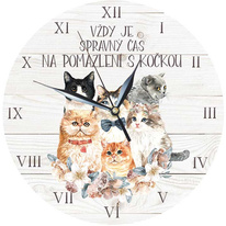 Dřevěné hodiny pro milovníky koček