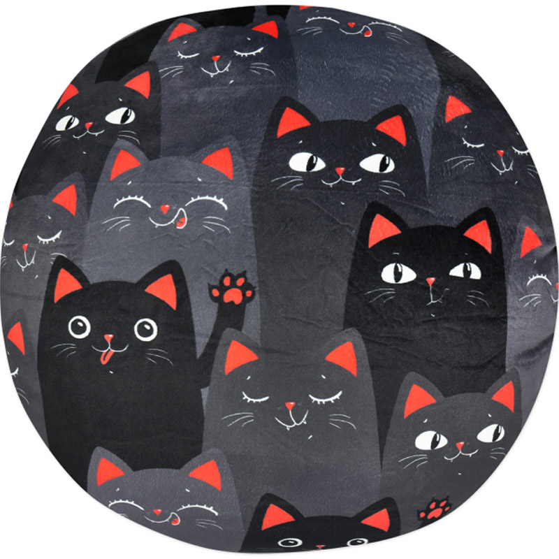 Kulatý polštář - Černé kočky