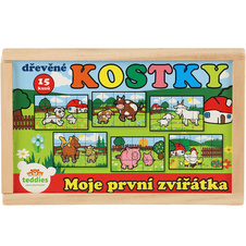 Kostky kubus Moje první zvířátka dřevo 15 ks