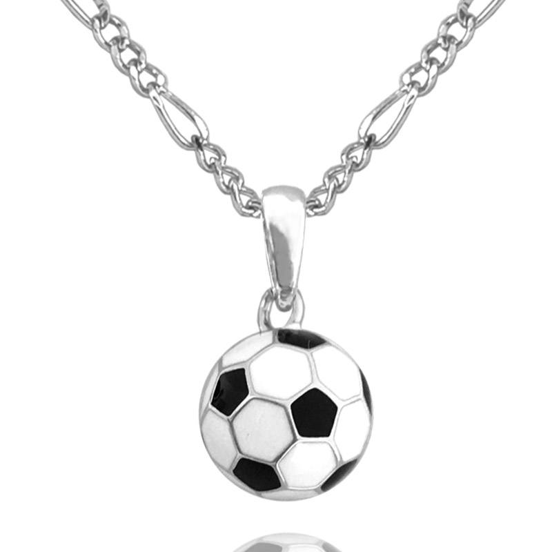 Stříbrný náhrdelník FOTBALOVÝ MÍČ černo-bílý