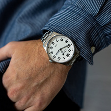 Ocelové pánské hodinky BERGEN White svítící číselník