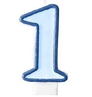 Modrá dortová svíčka narozeninová s číslicí 1