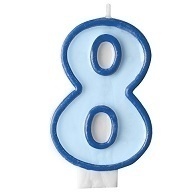 Modrá dortová svíčka narozeninová s číslicí 8