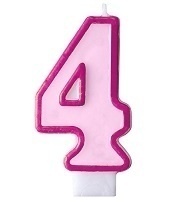 Růžová dortová svíčka narozeninová s číslicí 4