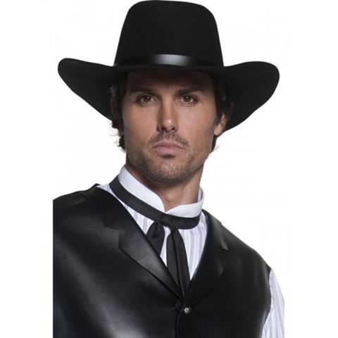 Luxusní kovbojský klobouk pistolníka - černý