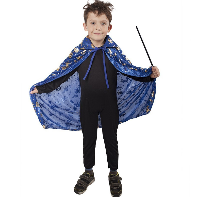 Dětský čarodějnický plášť - modrý