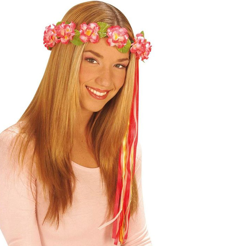Květinová čelenka hippies - růžová