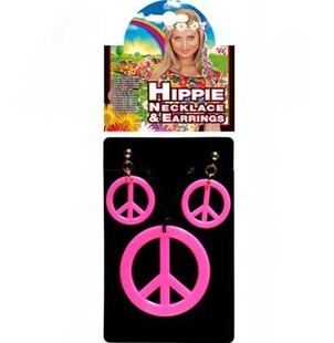 Hippies sada - Přívěšek a náušnice - růžová