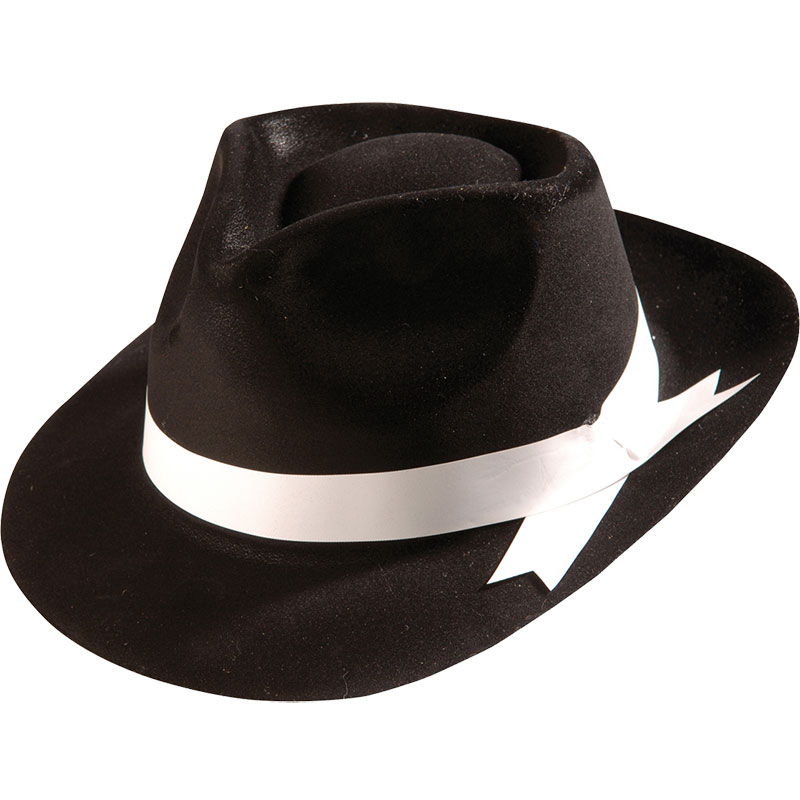 Černý retro klobouk poflokovaný - Gangster