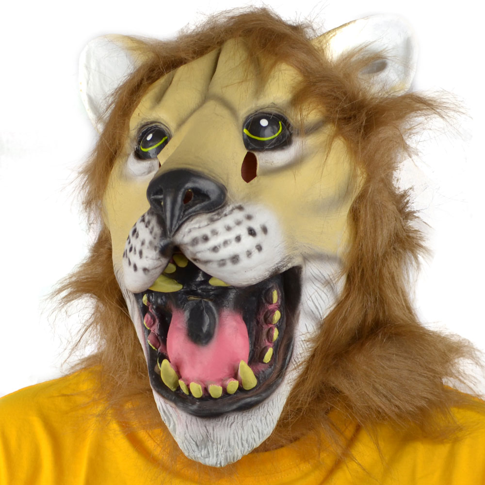 Karnevalová maska na celou hlavu - Lev s hřívou vyzubený