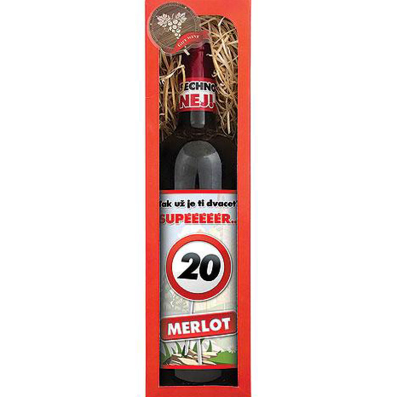Dárkové víno k 20. narozeninám červené