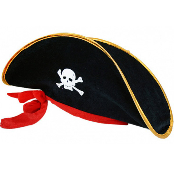 Pirátský klobouk dospělý s červenou stuhou