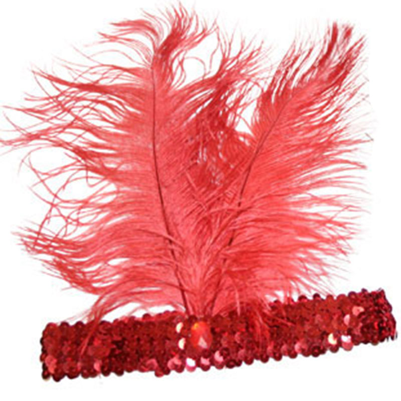 Retro čelenka tanečnice - červené peří