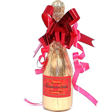 Čokoládová láhev šampaňského 250g s červenou mašlí