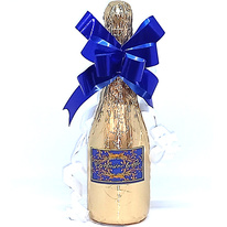Čokoládová láhev šampaňského 250g s modrou mašlí