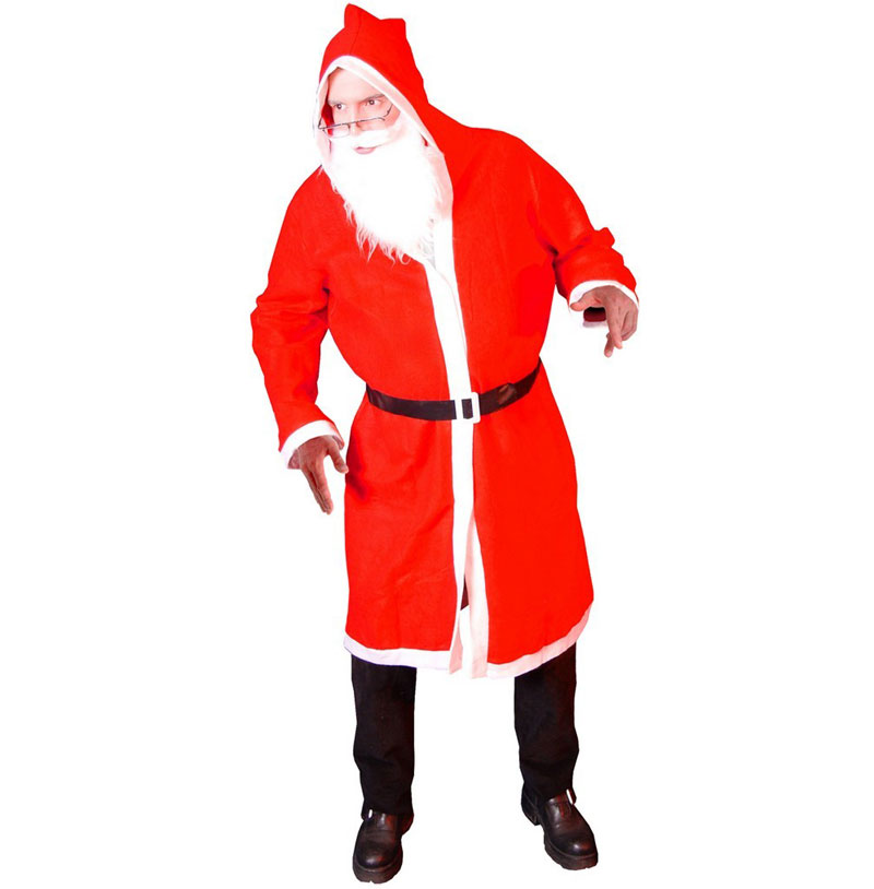 Plášť s kapucí Santa Claus + bílé vousy