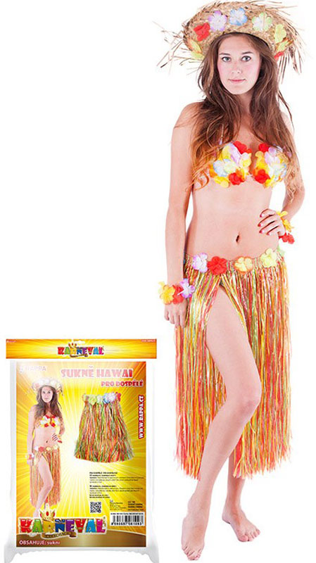 Dlouhá havajská sukně pro dospělé - pestrobarevná