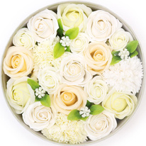 Kulatý box s mýdlovými květinami - Svatební
