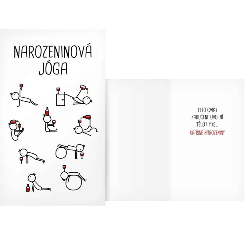 Humorné přání - Narozeninová jóga