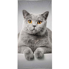 Osuška kočka šedá 70 x 140 cm