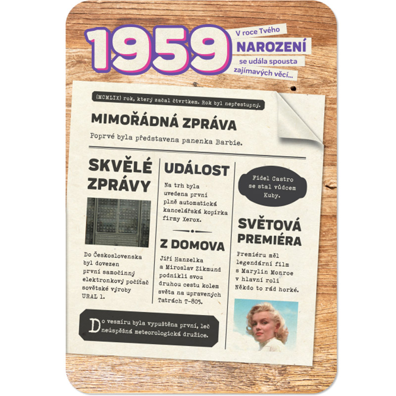 Retro přání - Narozeniny 1959