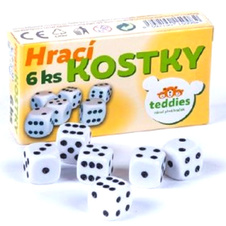 Hrací kostky - společenská hra 6 ks v krabičce