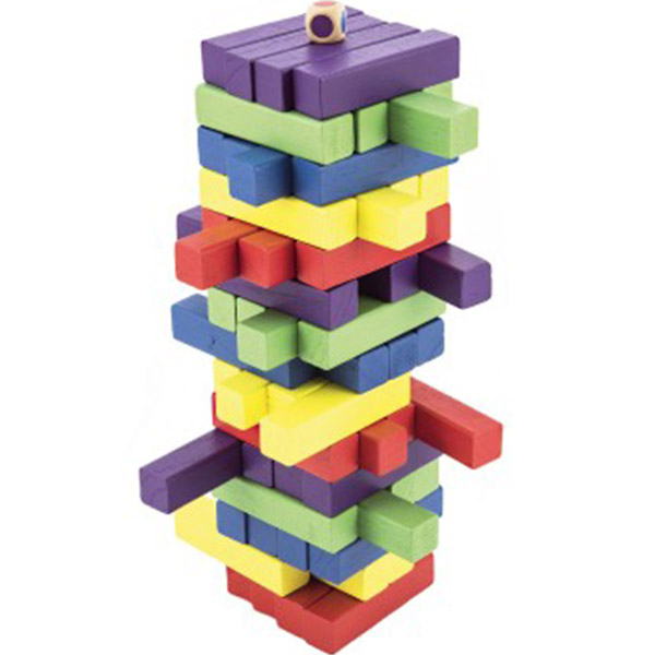 Hra věž dřevěná 60 ks barevných dílků