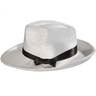 Retro pánský sametový klobouk bílý Gangster