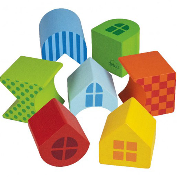 Pyramida barevná skládačka dřevo v krabičce