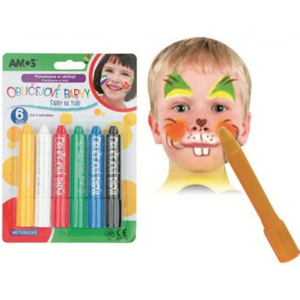 Barvy obličejové v tužce 6 ks na kartě