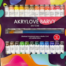 Akrylové barvy 24 x 12 ml i na keramiku, sklo, kameny