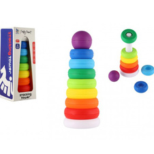 Věž - pyramida barevná stohovací skládačka 9 ks plast
