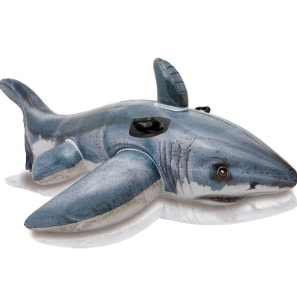 Lehátko žralok bílý s úchyty nafukovací 173 x 107 cm