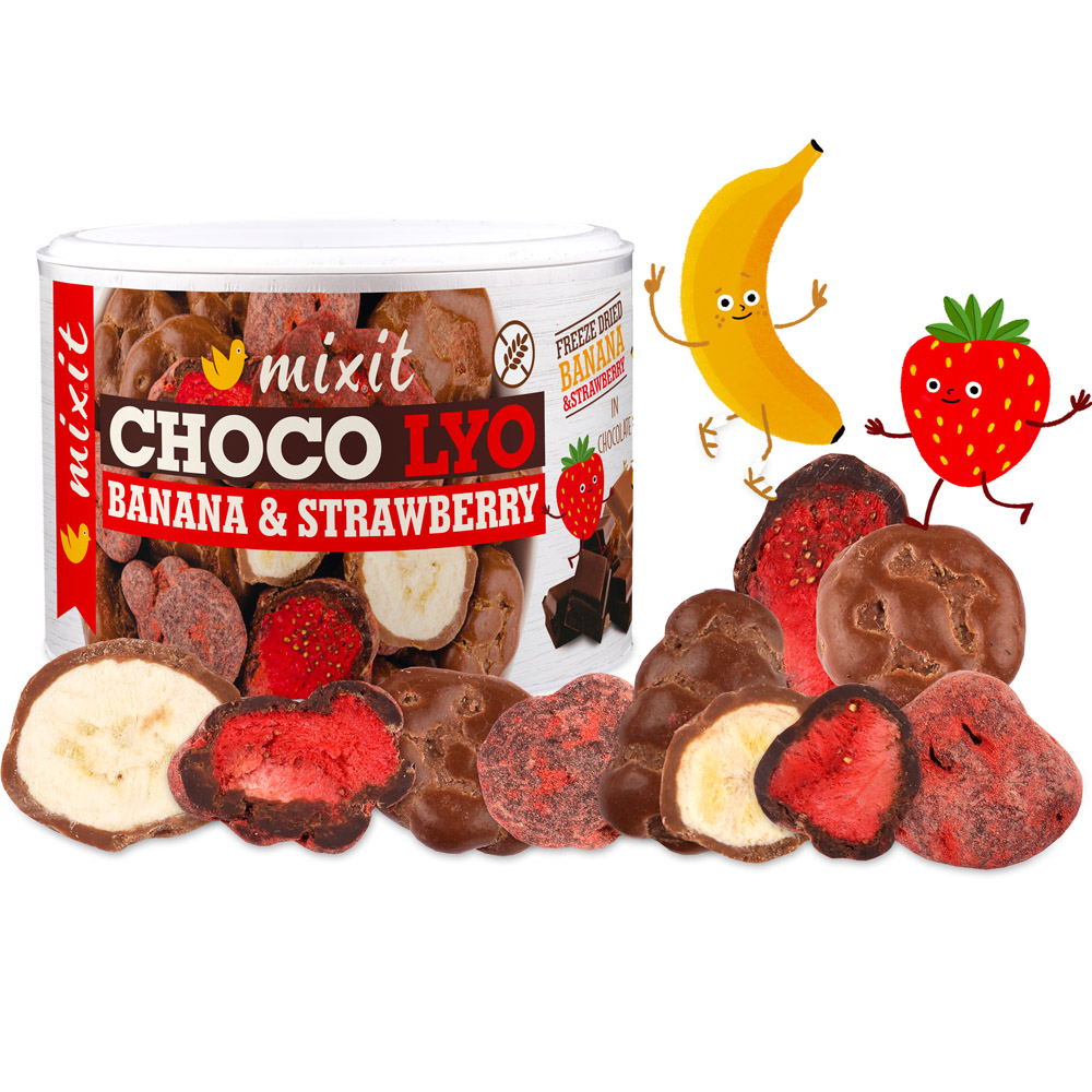 Křupavé banánky a jahody v čokoládě