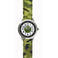 Svítící zelené chlapecké hodinky CLOCKODILE ARMY s maskáčovým vzorem 