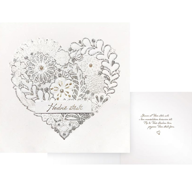 Přání svatební - Srdce hodně štěstí