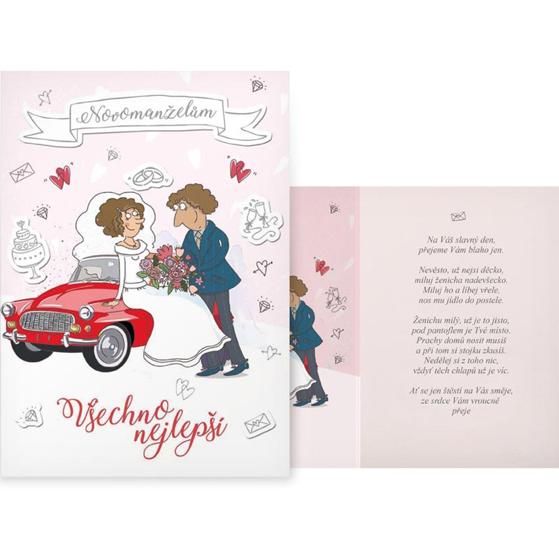 Přání svatební - Retro auto