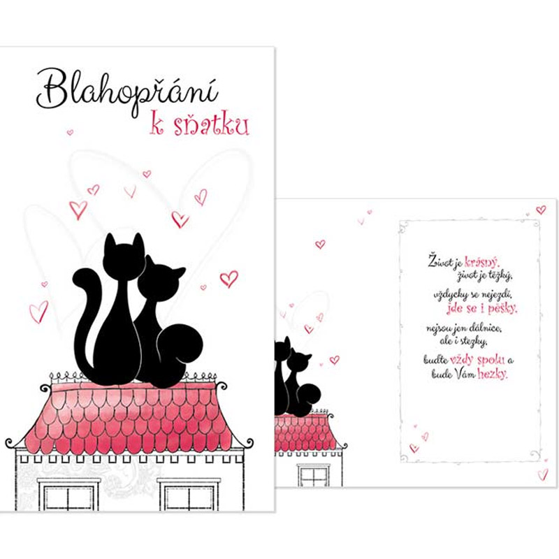 Blahopřání k sňatku - kočky na střeše