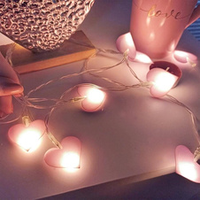 LED světelný řetěz - růžová srdce