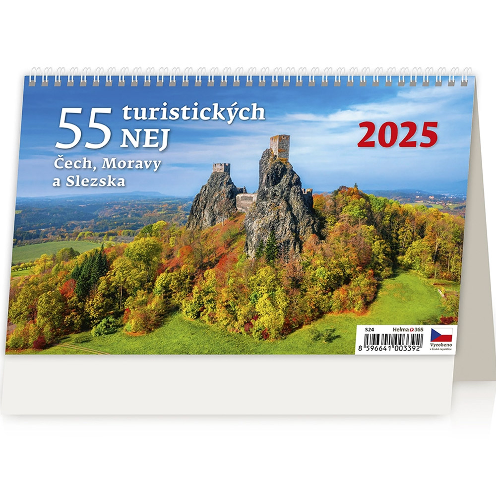 Kalendář stolní 2025 - 55 turistických nej Čech, Moravy a Slezska